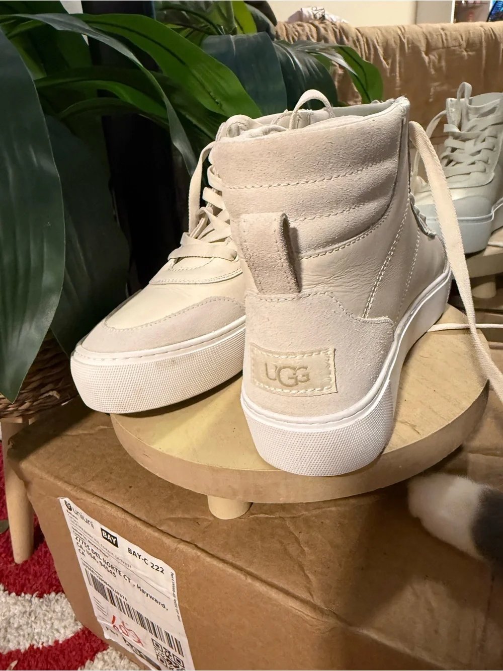 UGG Women's Cream High-Top Suede Lace-Up Sneakers